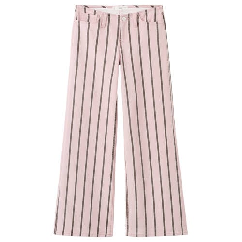 MANGO TEEN gestreepte straight leg jeans roze Meisjes Stretchdenim Streep