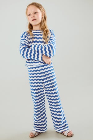 gestreepte casual broek blauw