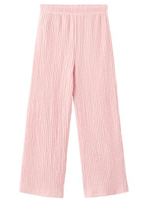 straight casual broek roze met textuur