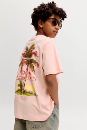 rechtvallend T-shirt met backprint - oranje