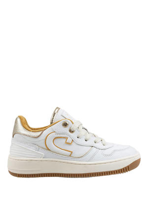 leren sneakers wit/goud