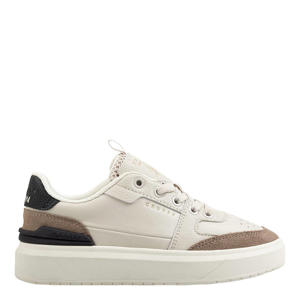 leren sneakers zand/bruin