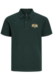 thumbnail: Donkergroene jongens JACK & JONES JUNIOR polo van katoen met printopdruk, korte mouwen en knoopsluiting