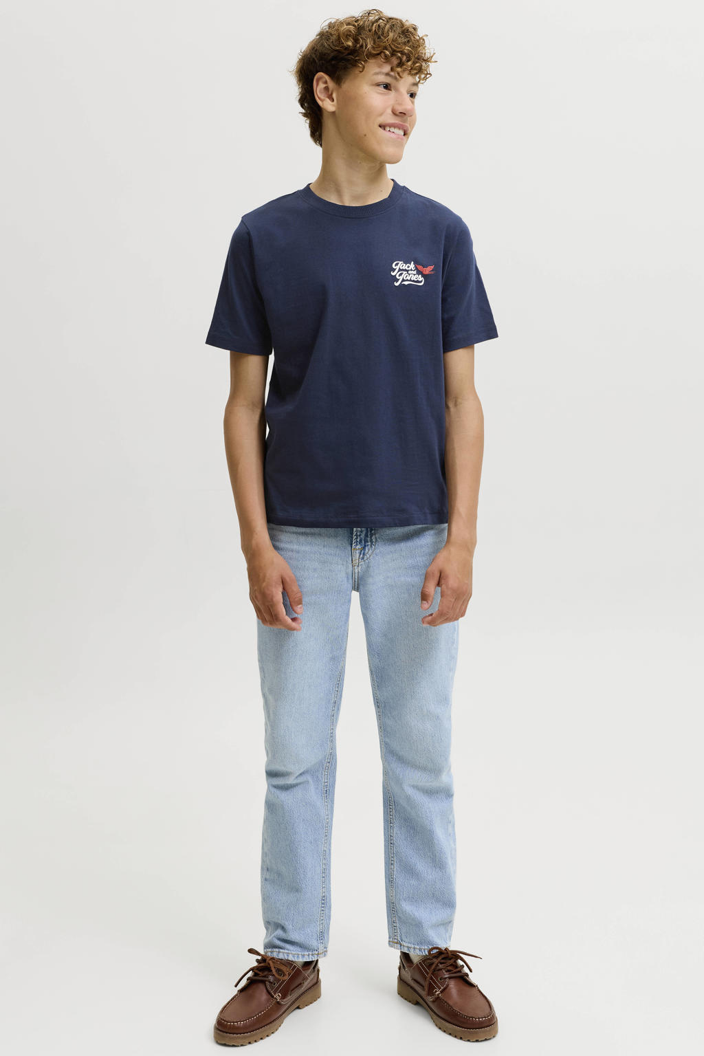 JACK & JONES JUNIOR T-shirt met backprint - donkerblauw