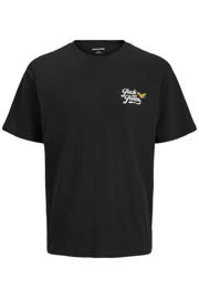thumbnail: Zwarte jongens JACK & JONES JUNIOR T-shirt van katoen met backprint, korte mouwen en ronde hals