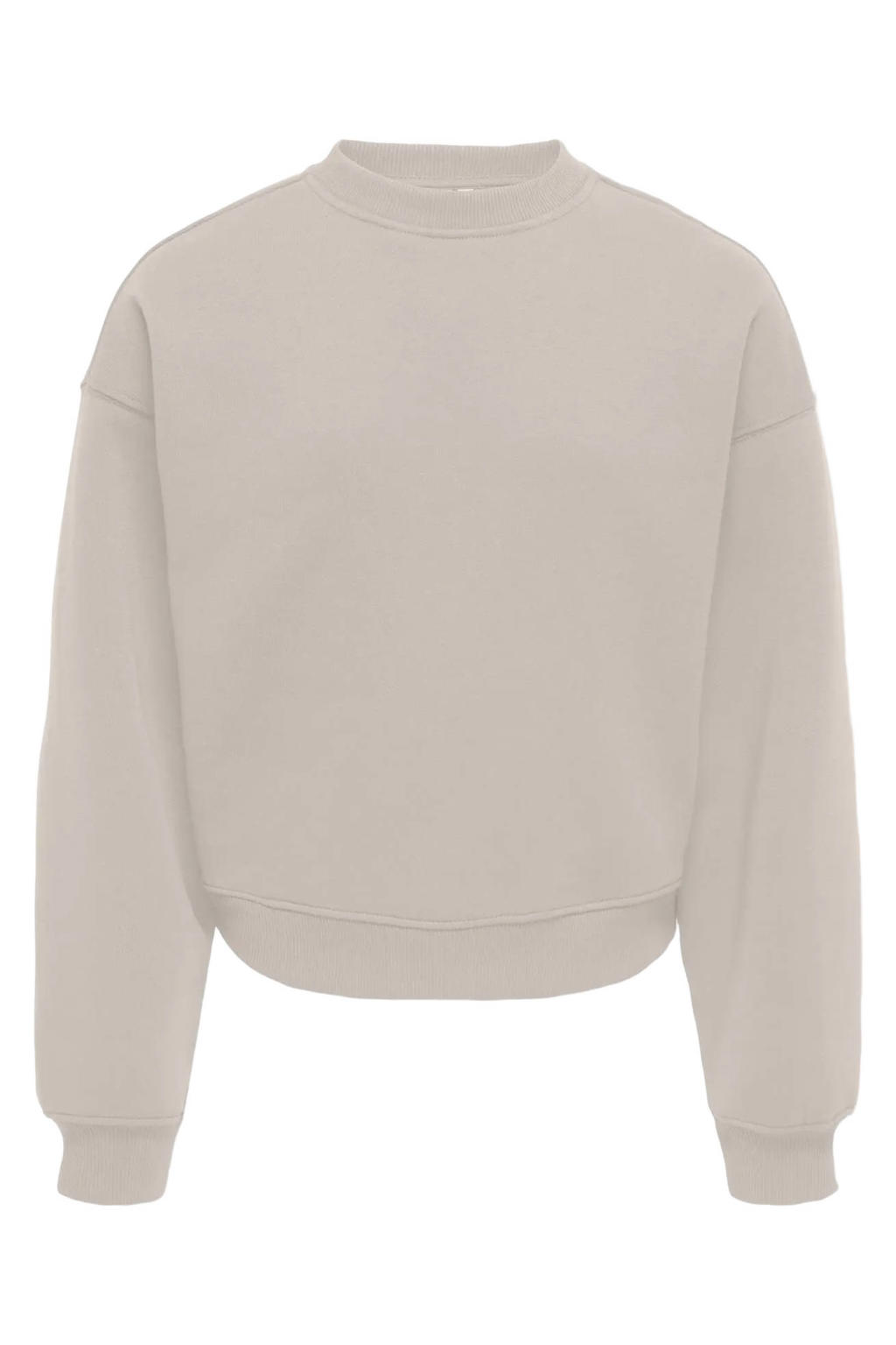 Beige meisjes KIDS ONLY GIRL van sweat materiaal met effen, lange mouwen, ronde hals en geribde boorden