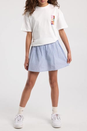 gestreepte korte rok blauw