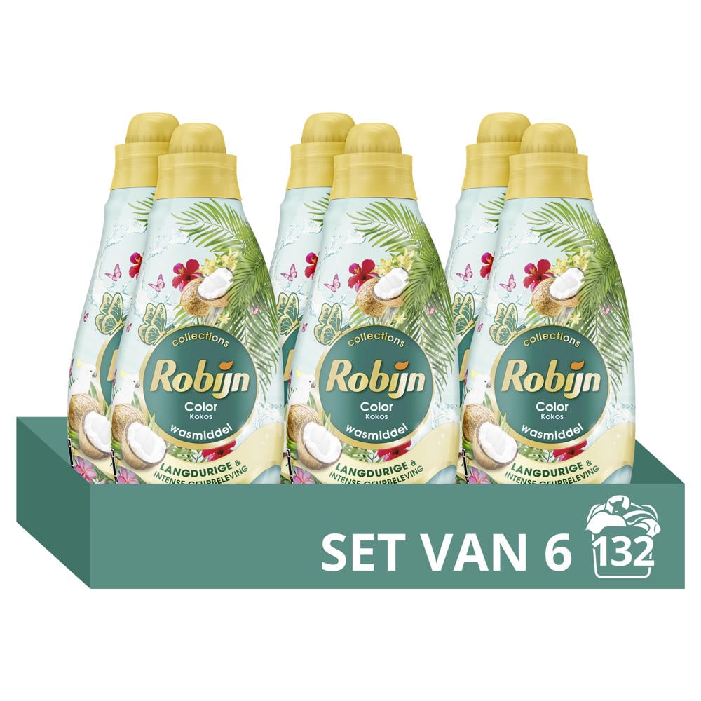 Robijn Klein & Krachtig Collections Color Kokos vloeibaar wasmiddel - 6 x 22 wasbeurten - 132 wasbeurten