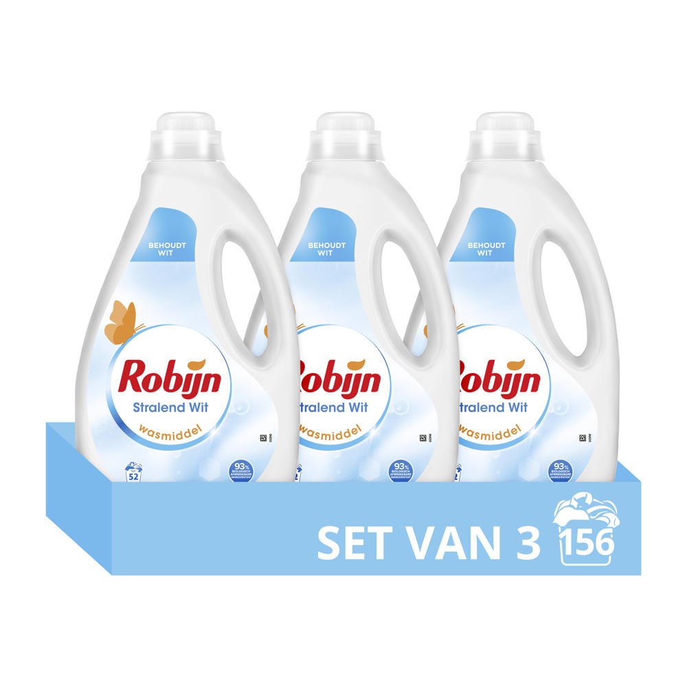 Robijn Stralend Wit vloeibaar wasmiddel - 3 x 52 wasbeurten - 180 wasbeurten