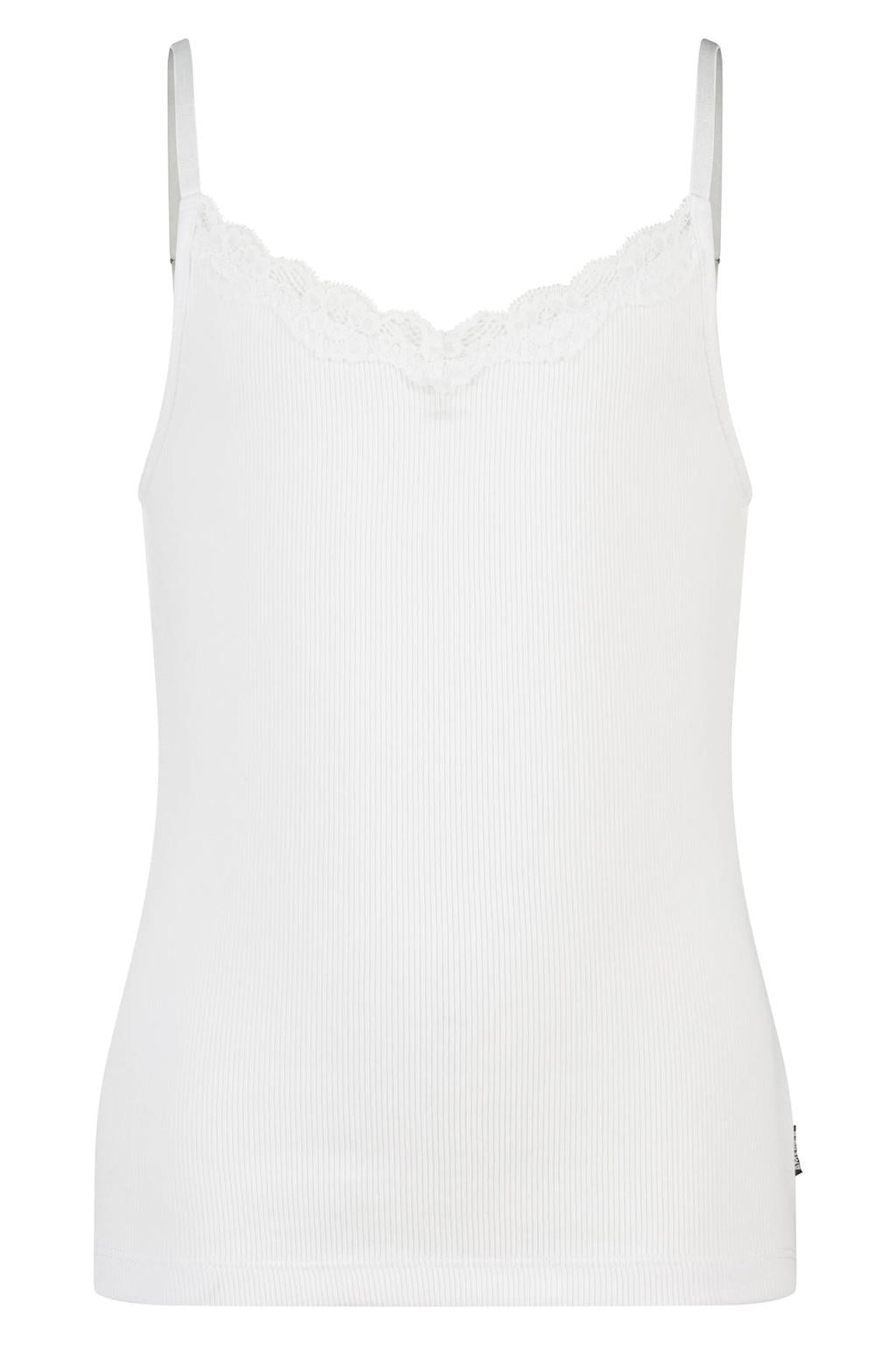 Witte meisjes America Today mouwloze top rib gebreid met effen, V-hals en kant