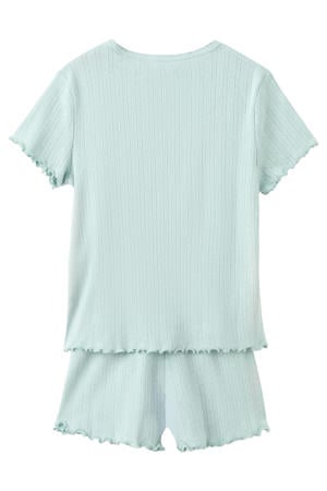 shortama turquoise fijn gebreid