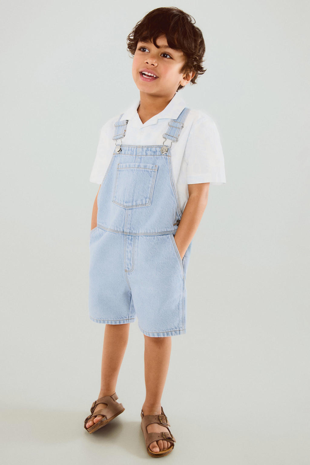 Mango Kids tuinbroek light blue denim