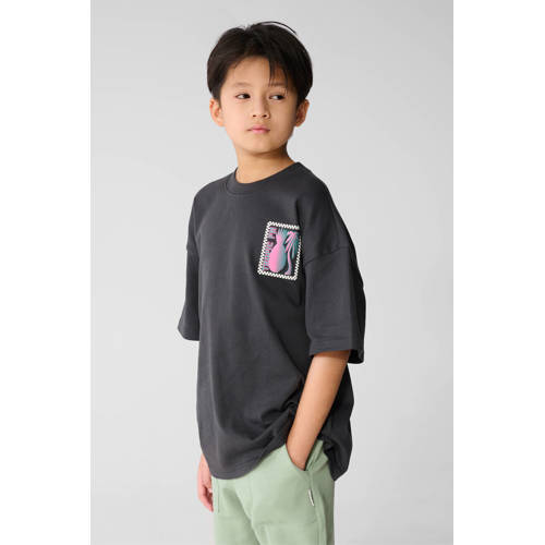 Shoeby T-shirt antraciet Grijs Jongens Katoen Ronde hals Printopdruk - maat 134/140 afbeelding