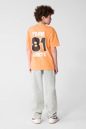 T-shirt met backprint oranje