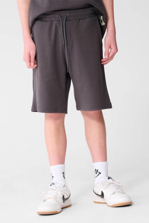 regular waist casual short antraciet met textuur