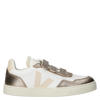 Veja Small V-90 leren sneakers wit/brons