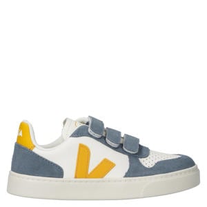 leren sneakers wit/blauw/geel