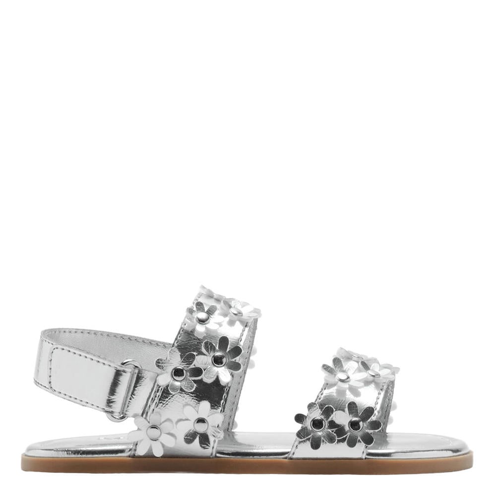Zilverkleurige meisjes Mango Kids sandalen van 100% polyurethaan met klittenband