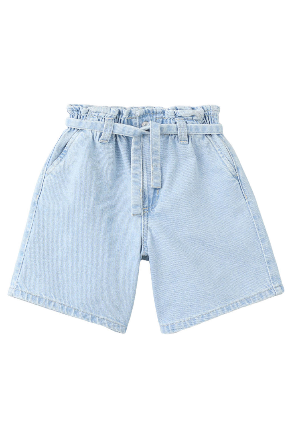 Light blue denim meisjes Mango Kids short van denim met rits- en knoopsluiting en effen