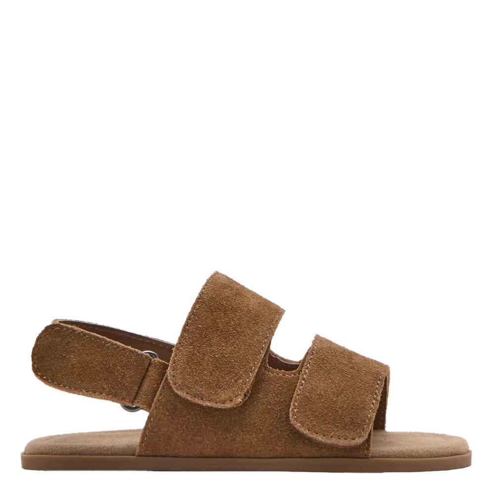 Bruine meisjes Mango Kids leren sandalen met klittenband