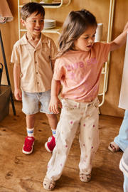 thumbnail: Daily7 T-shirt met backprint met textuur beige