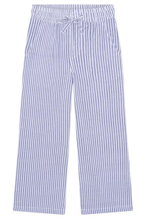 wide leg regular waist gestreepte casual broek paars met textuur