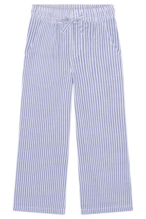 wide leg regular waist gestreepte casual broek paars met textuur