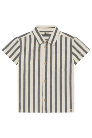 gestreept casual overhemd beige