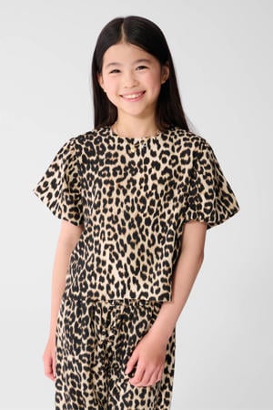 blousetop met panterprint bruin