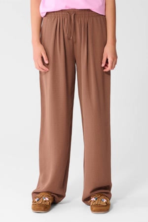 wide leg high waist casual broek bruin