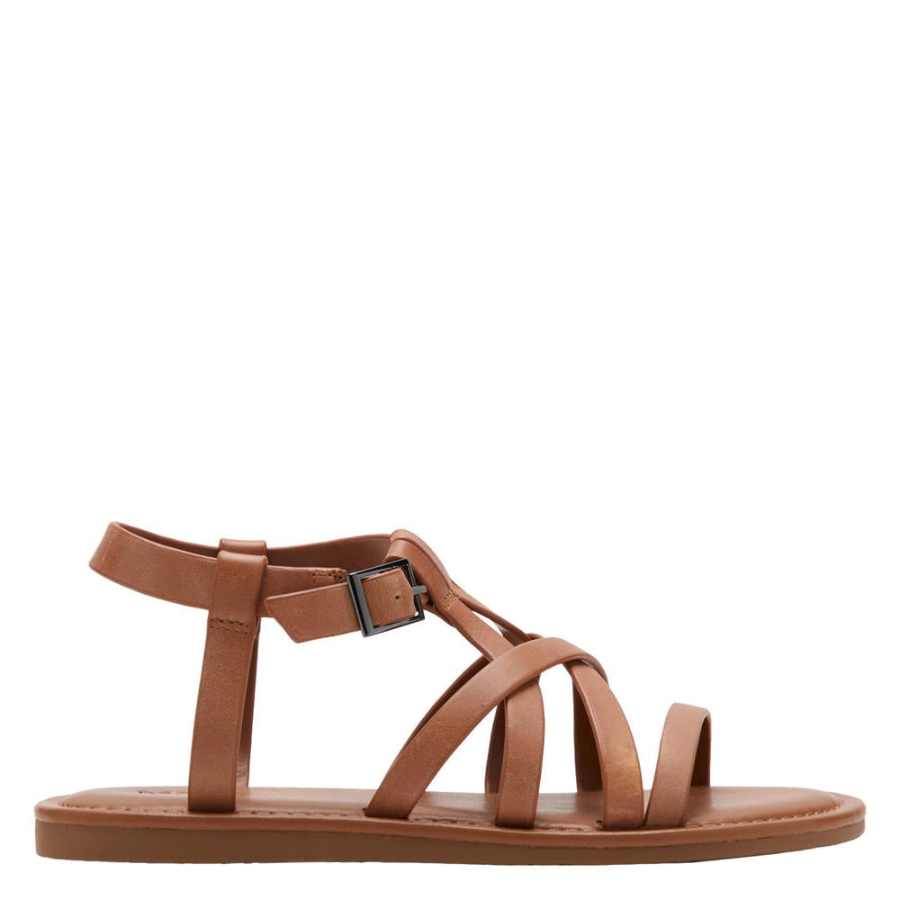 Bruine meisjes Mango Kids leren sandalen met gesp