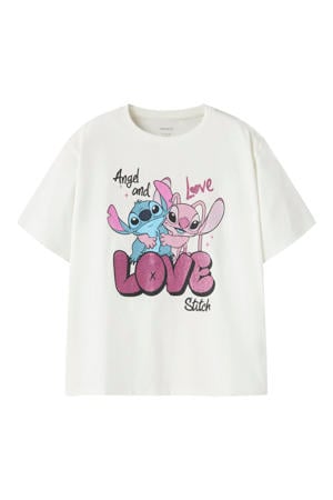 Lilo & Stitch regular fit T-shirt met print - wit