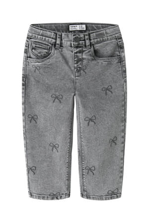 NMFBELLA mom jeans met strikjes grey denim