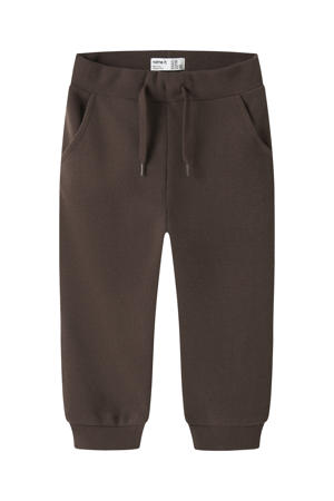 regular waist joggingbroek donkerbruin