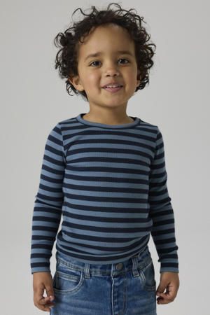 slim fit gestreepte longsleeve - donkerblauw