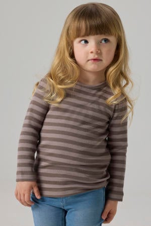 slim fit gestreepte longsleeve - bruin