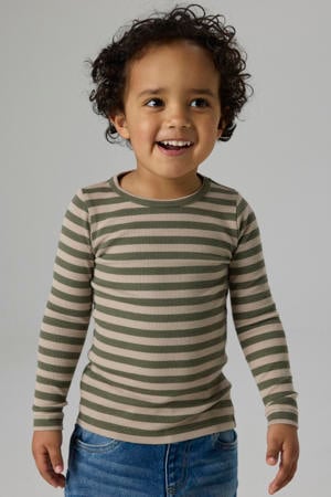 slim fit gestreepte longsleeve - groen