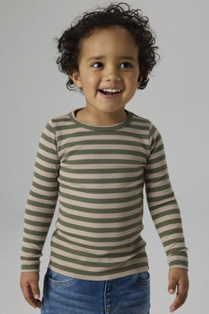 slim fit gestreepte longsleeve - groen