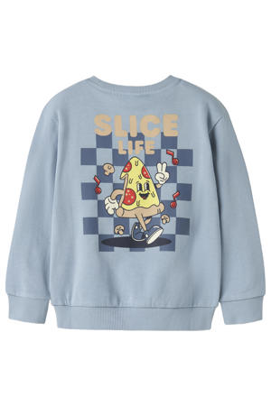 sweater met backprint - lichtblauw