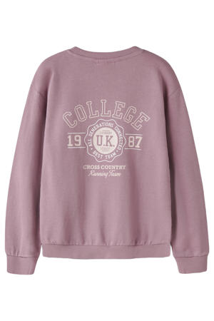 rechtvallende sweater met print - lila