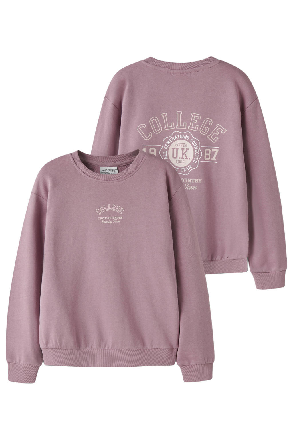 NAME IT KIDS rechtvallende sweater met print - lila