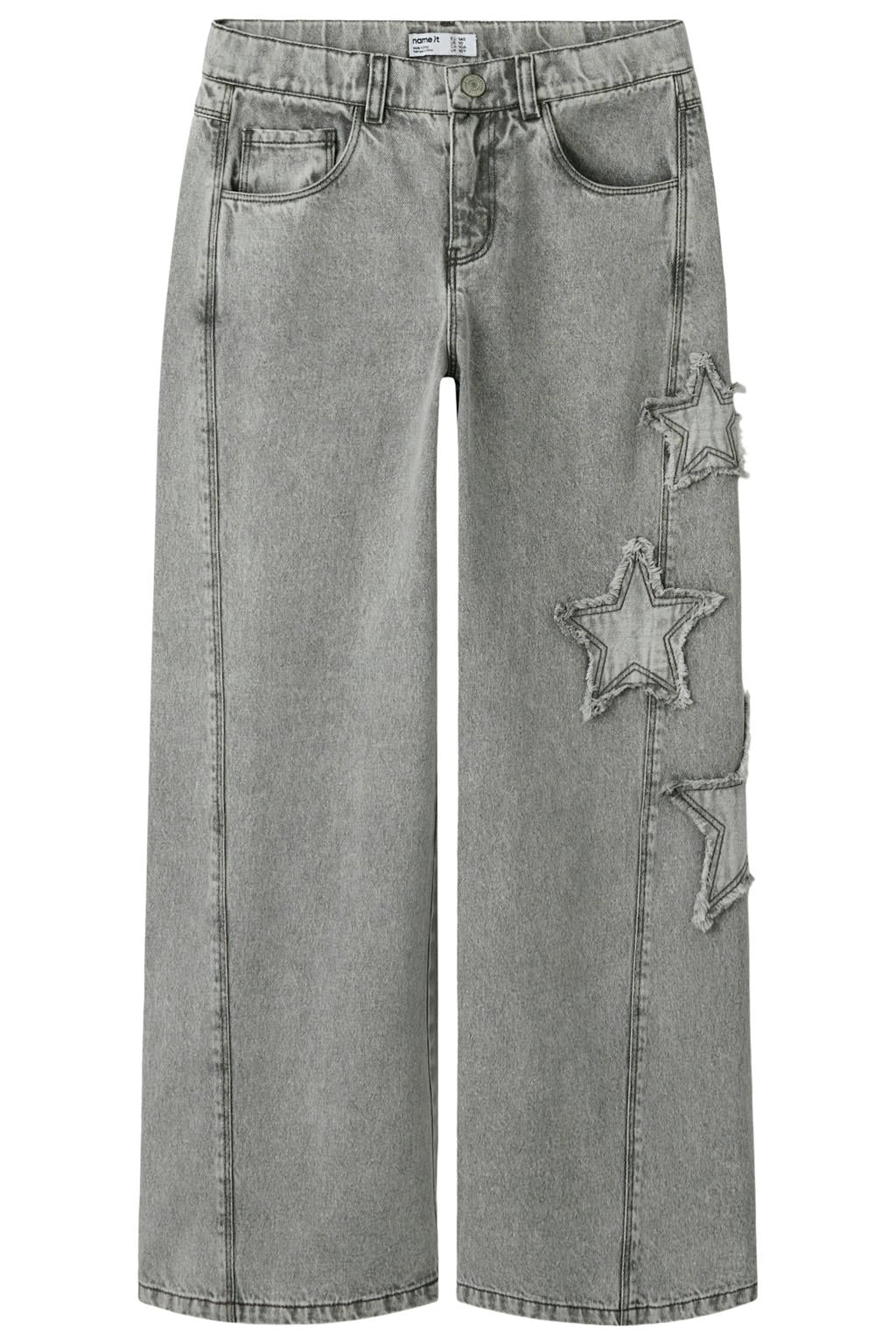 Grey denim meisjes NAME IT KIDS SKATER loose fit jeans van denim met regular waist en effen