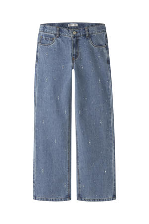 NKFROSE wide leg jeans met print en studs - mediumblauw