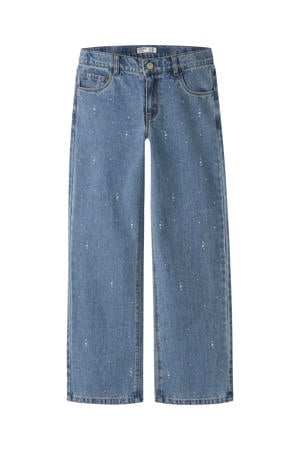 NKFROSE wide leg jeans met print en studs - mediumblauw