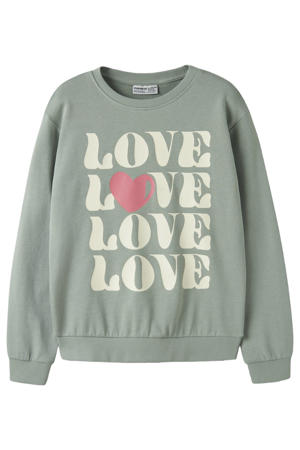 rechtvallende sweater met print - groen