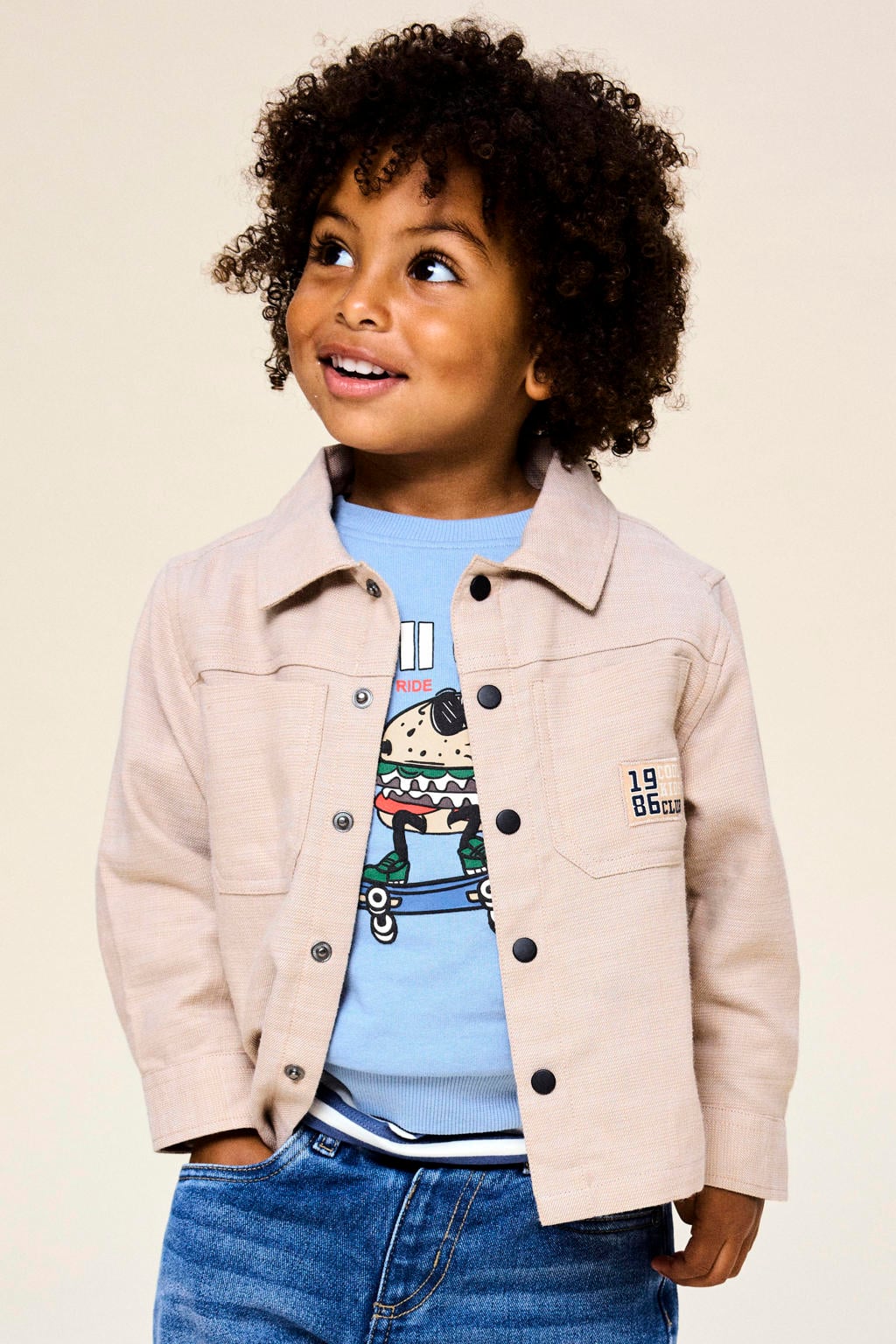 NAME IT MINI rechtvallend sweater met print - blauw