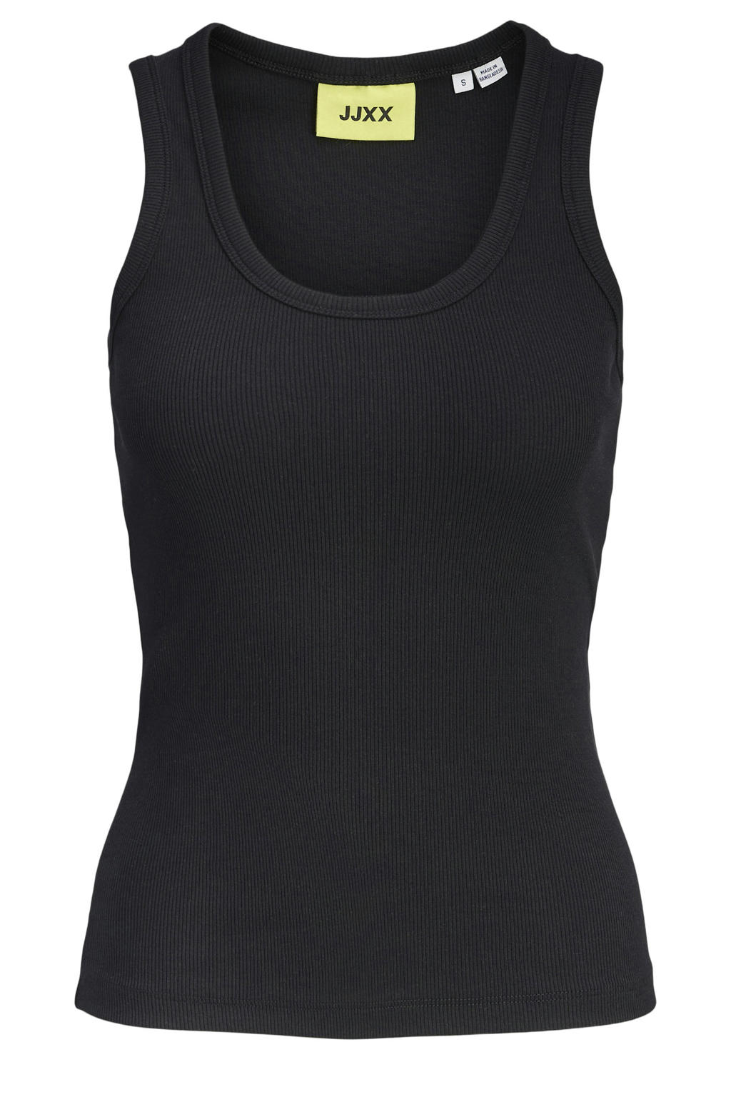 Zwarte meisjes JJXX GIRL tanktop van stretchkatoen met effen, ronde hals en rib gebreide details