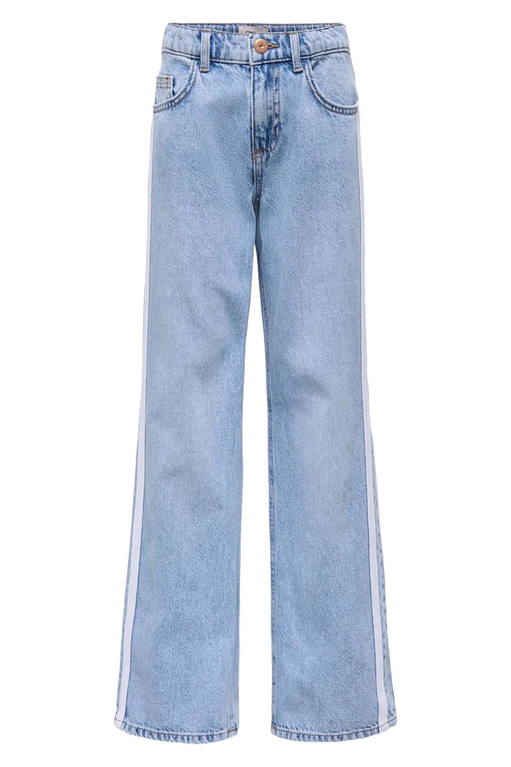 Light blue denim meisjes KIDS ONLY GIRL wide leg jeans van denim met rits- en knoopsluiting en effen