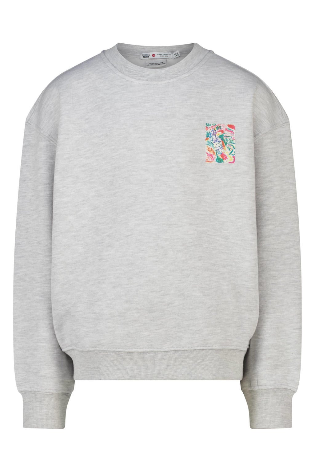 Grijze meisjes America Today sweat sweater met lange mouwen, ronde hals en geribde boorden