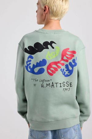 sweater met backprint lichtgroen